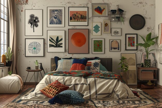 How to create a gallery wall in a bedroom