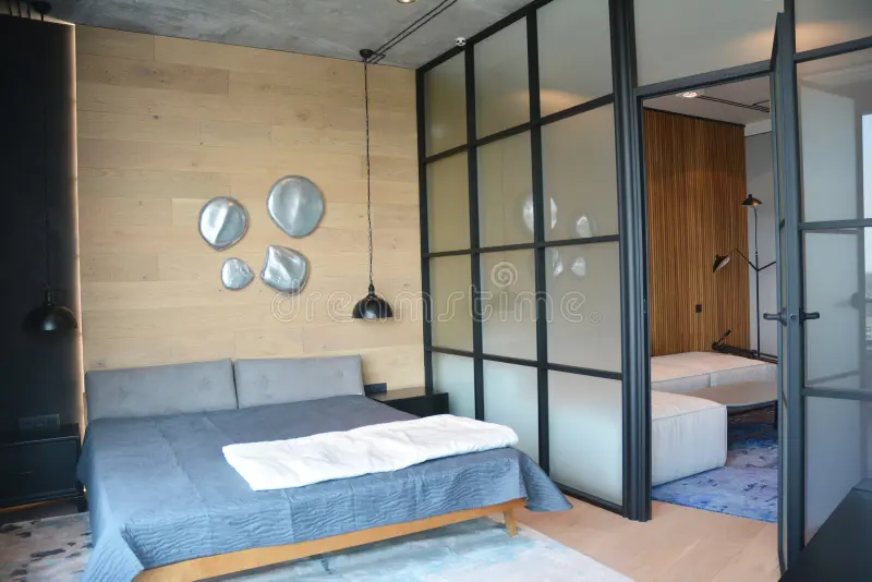 glass wall design for bedroom