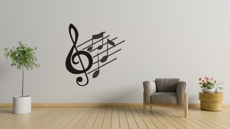 a vinyl decal of music in room