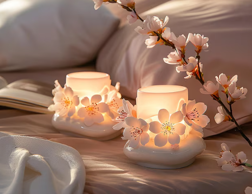 Candles placed on the bedside table