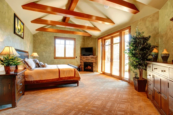 beams on the ceiling bedroom