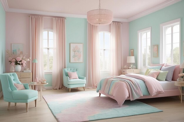  pastel and soft hues with pink color bedroom