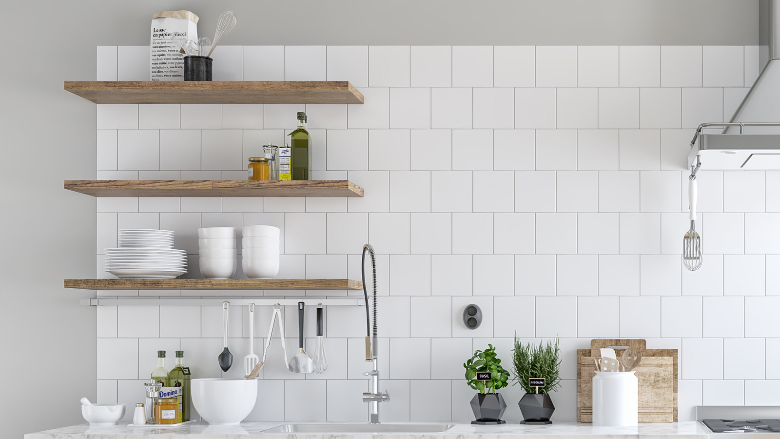 hanging shelves on tiled walls without drilling