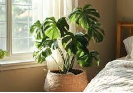 Monstera near window in sunlight